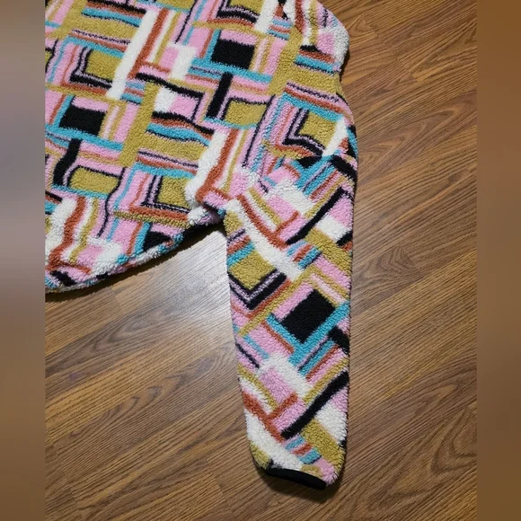 Hurley Women’s XXL Pink Spring Geo Plush Fleece Snap Pullover Long Sleeve C1 - Picture 10 of 11